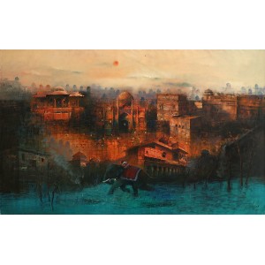 A. Q. Arif, 40 x 60 Inch, Oil on Canvas, Cityscape Painting, AC-AQ-200